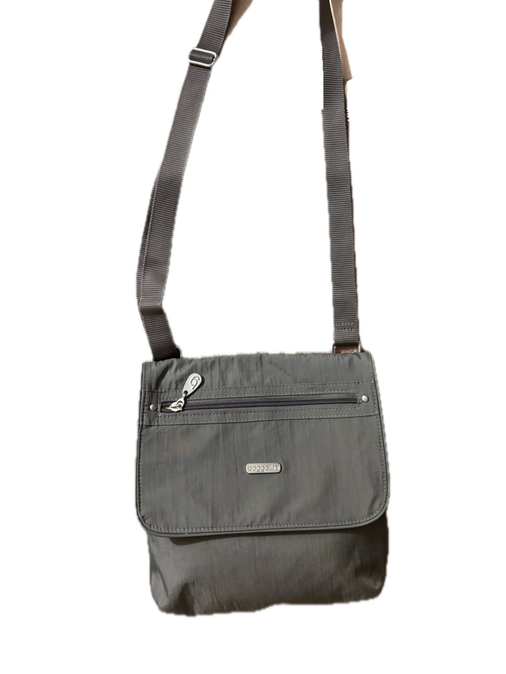 Baggallini Olive Gray Lightweight Crossbody with Front Zip
